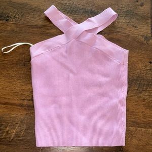 Aritzia Babaton Pink Ribbed Tank Top